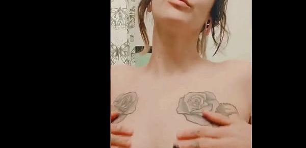  Sexy tattoo unshaved babe Mo Town shows off big tits and bath compilation